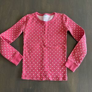 Mini Boden size 6 Pink Polka Dot Long John Pajama TOP ONLY